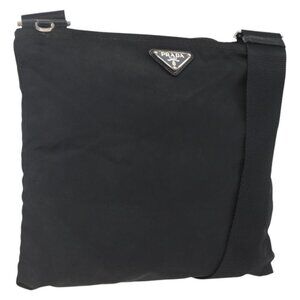 Authentic PRADA Shoulder Bag Nylon Black Silver